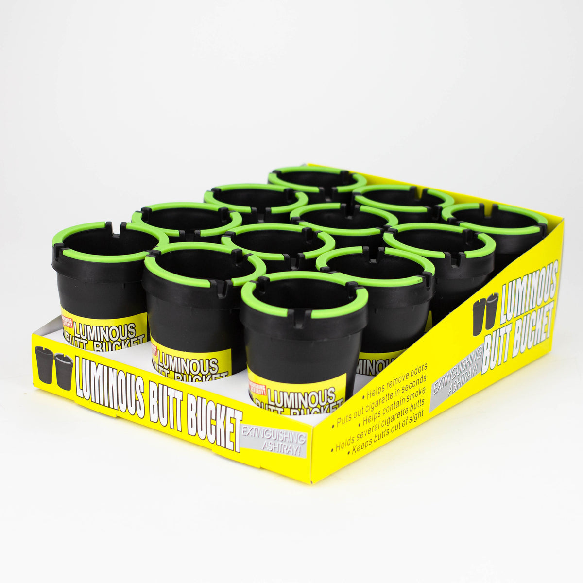 Luminous Butt Buckets | Black with Glow in Dark Lid | Item A20012G | 12ct
