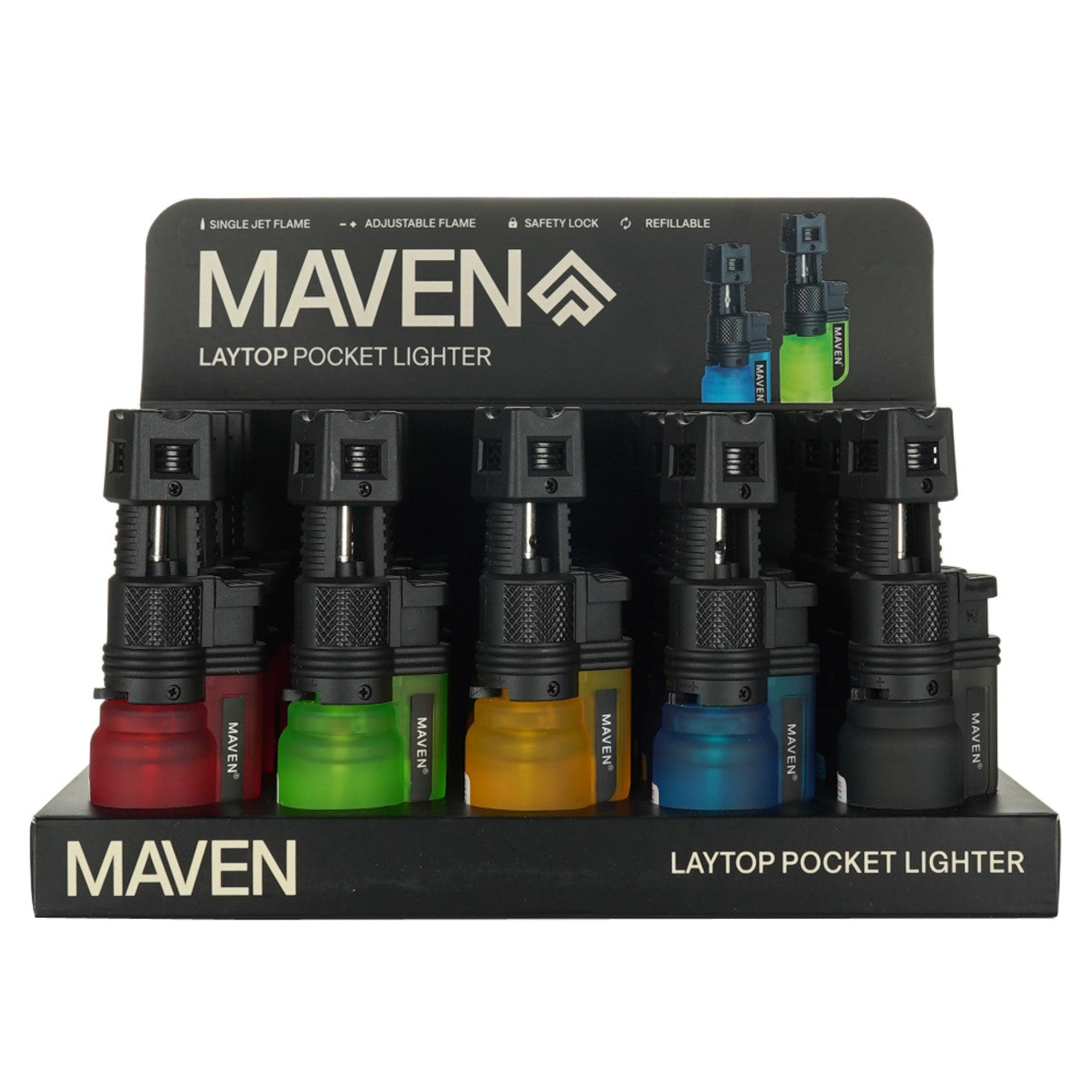 Maven Torch Lighters | Laytop Pocket Display | Item 98-173 | 20ct