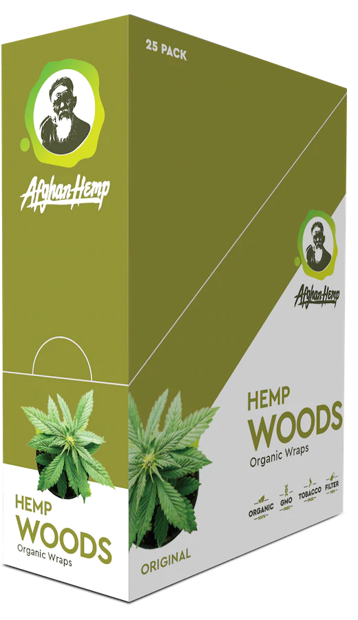 Afghan Hemp Blunt Wraps | Hemp Woods | 2pk | 25ct |