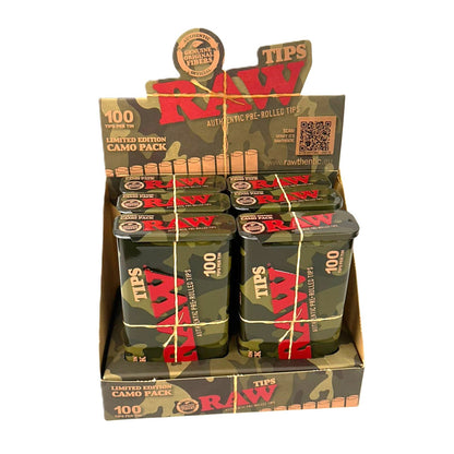 RAW Camo Pre-Rolled Tips Tin | 100ct