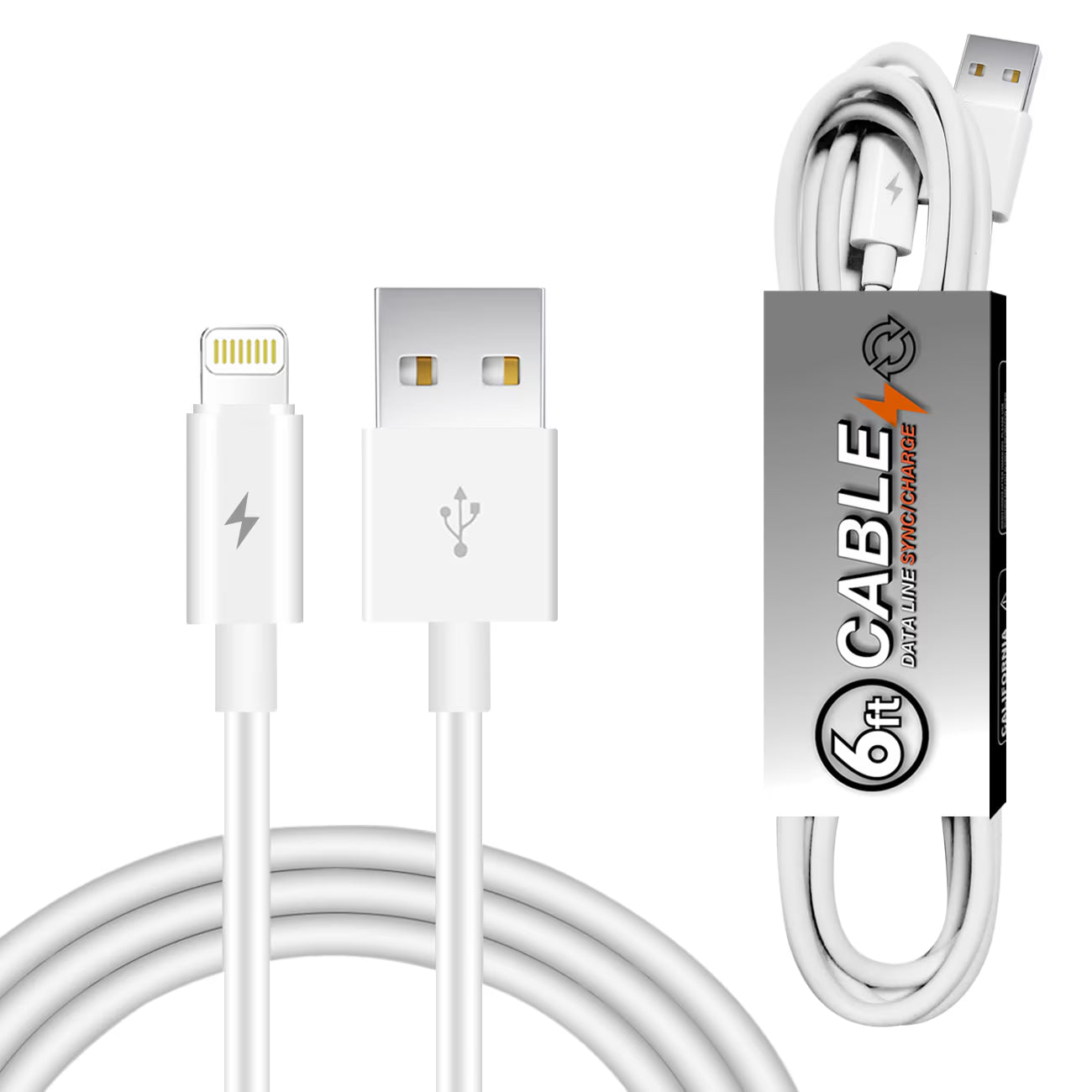 HQ iPhone PVC Data Cable | 6 Feet | DC27A-6FT8PWH | 12ct – Zeus Wholesale