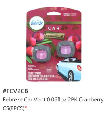 Febreze Car Air Freshener | w/ Vent Clip | 0.06 fl oz | 2pk | 4ct |
