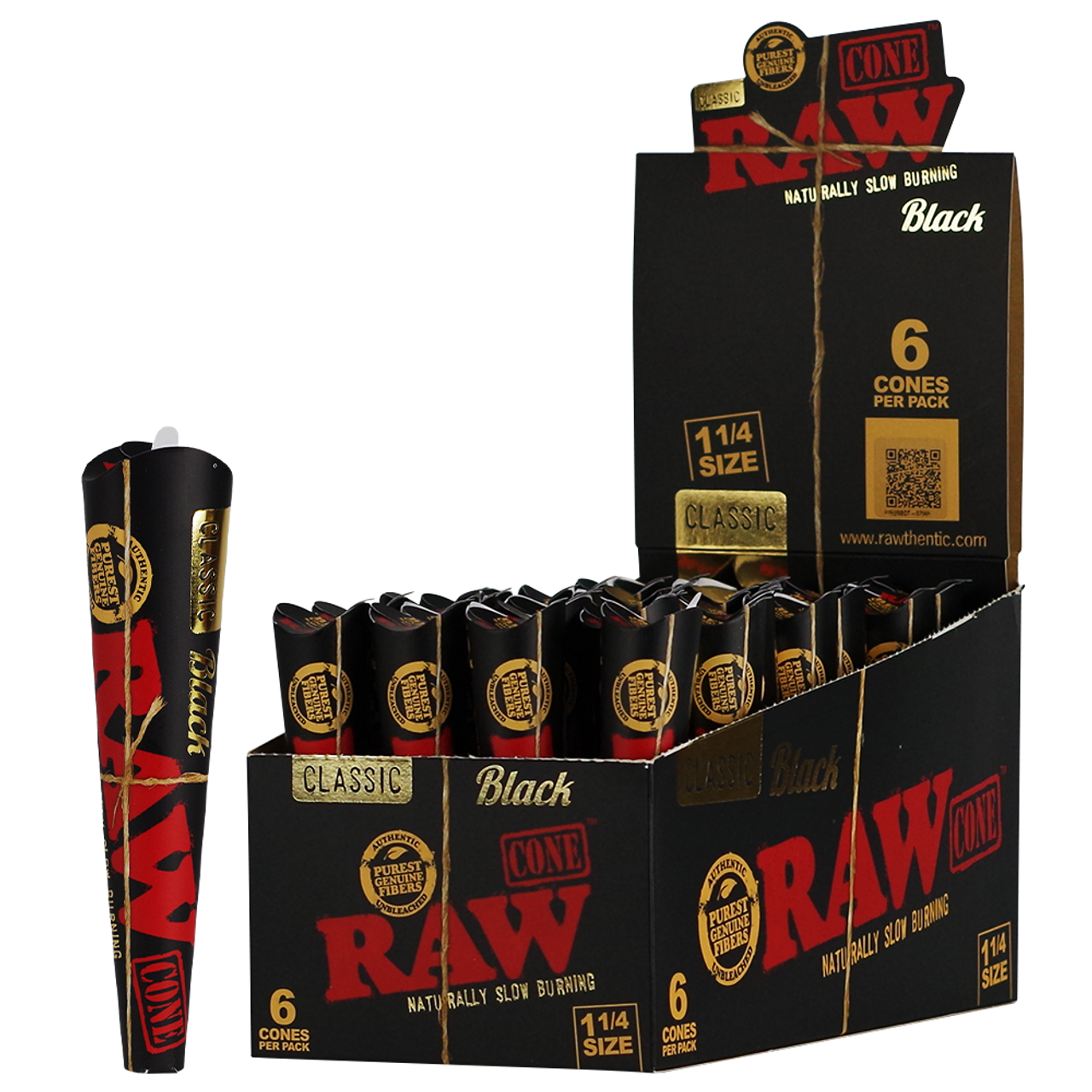 RAW Black Cones | 1-1/4 | 6 Cones | 32ct