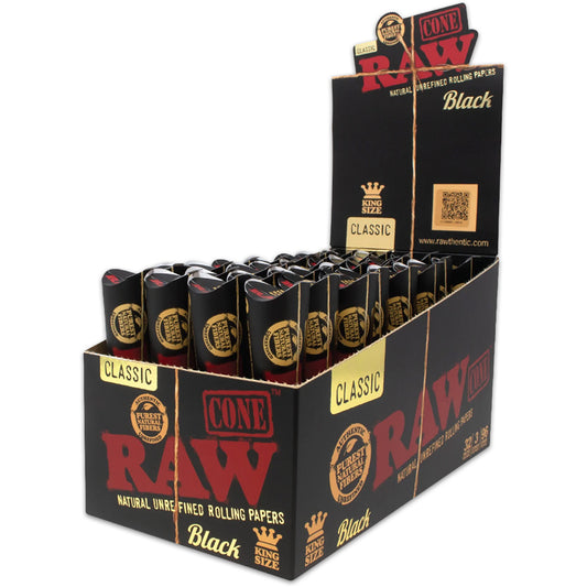 RAW Black Cones | King Size | 3 Cones | 32ct