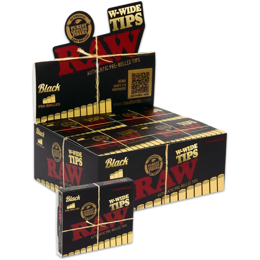 RAW Black Wide Pre-Rolled Tips | 20pk