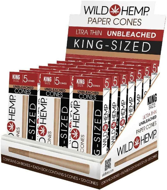 Wild Hemp Cones | Ultra Thin Unbleached | King Size | 5ct