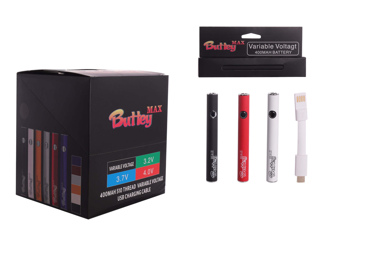 Buttey Max | 510 VV Battery | 400 mAh | 1ct | Assorted Colors