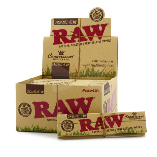 RAW Organic Hemp | King Size | Connoisseur w/ Tips | 24ct