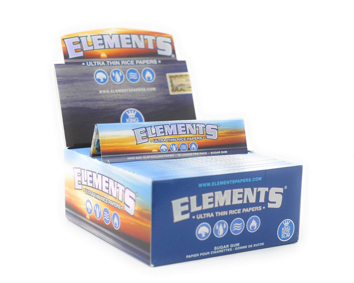 Elements Ultra Thin Rice Paper | King Size Slim | 50 Booklets