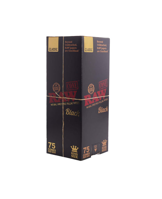 RAW Black Cones | King Size | 75 Cones Per Box