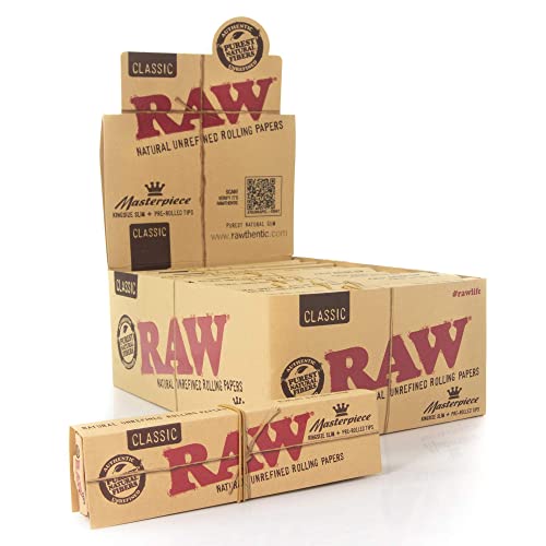 RAW Classic Masterpiece | King Size Slim w/ Pre-rolled Tips | 24 Booklets