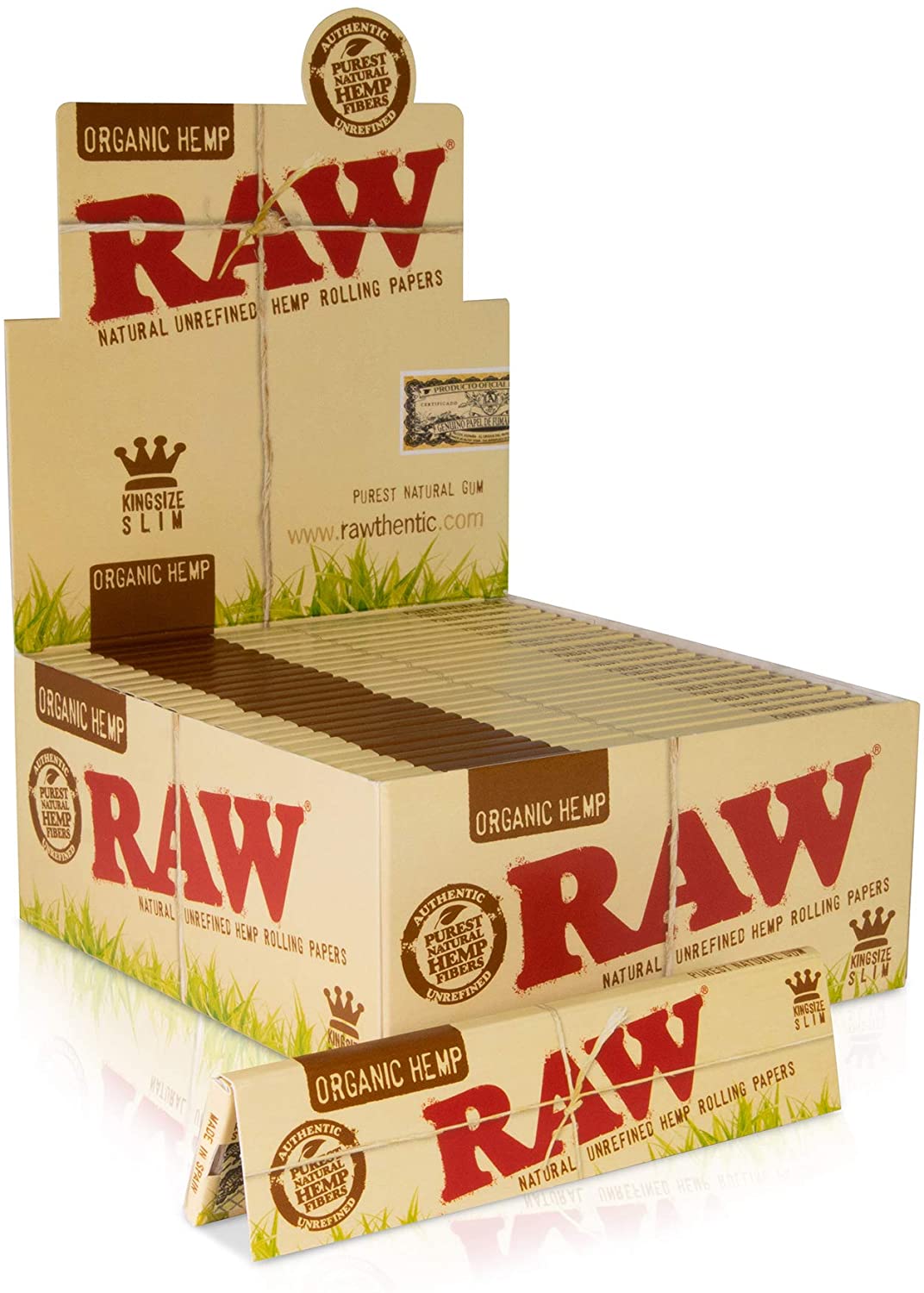 Raw Organic King Size Slim | 50 Booklets | 32 Leaves