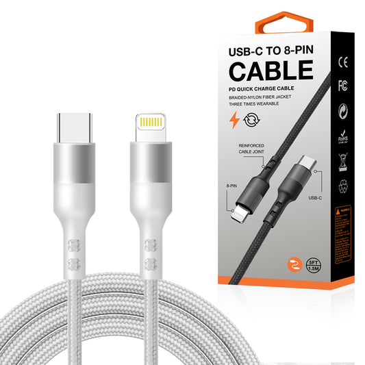 HQ Type C to iPhone Nylon-Braided Cables | 5 Feet | 6ct