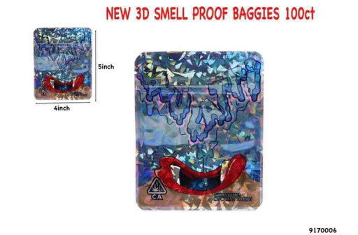 3D Smell-Proof Mylar Bags | 9170006 | 4x5 | 100ct