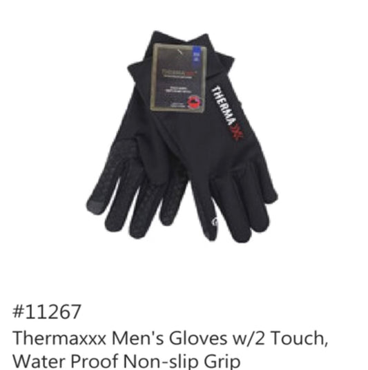 Thermaxxx Men's Gloves w/ 2-touch | Waterproof | Non-slip Grip | 12ct | Item 11267